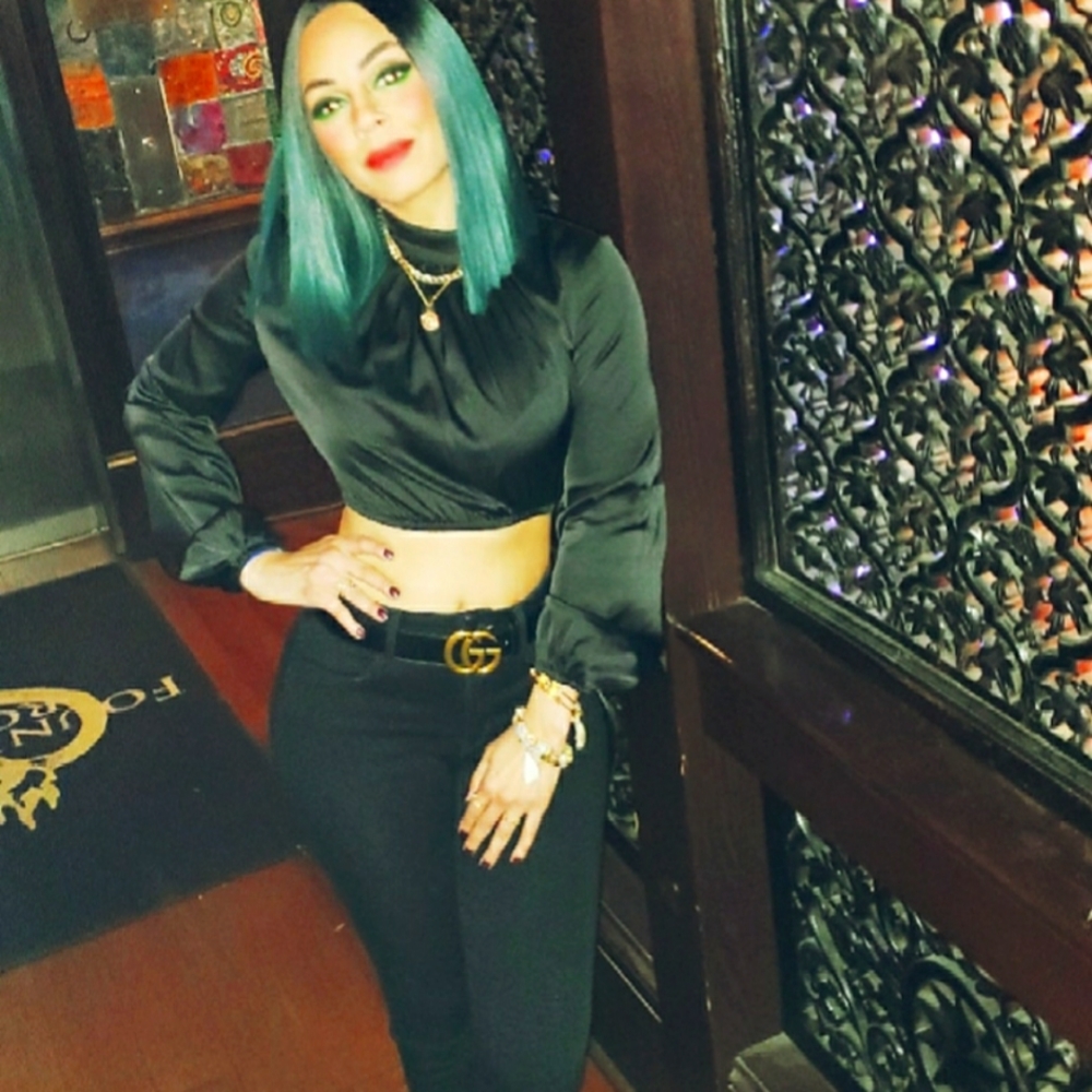 Black Satin Crop Top